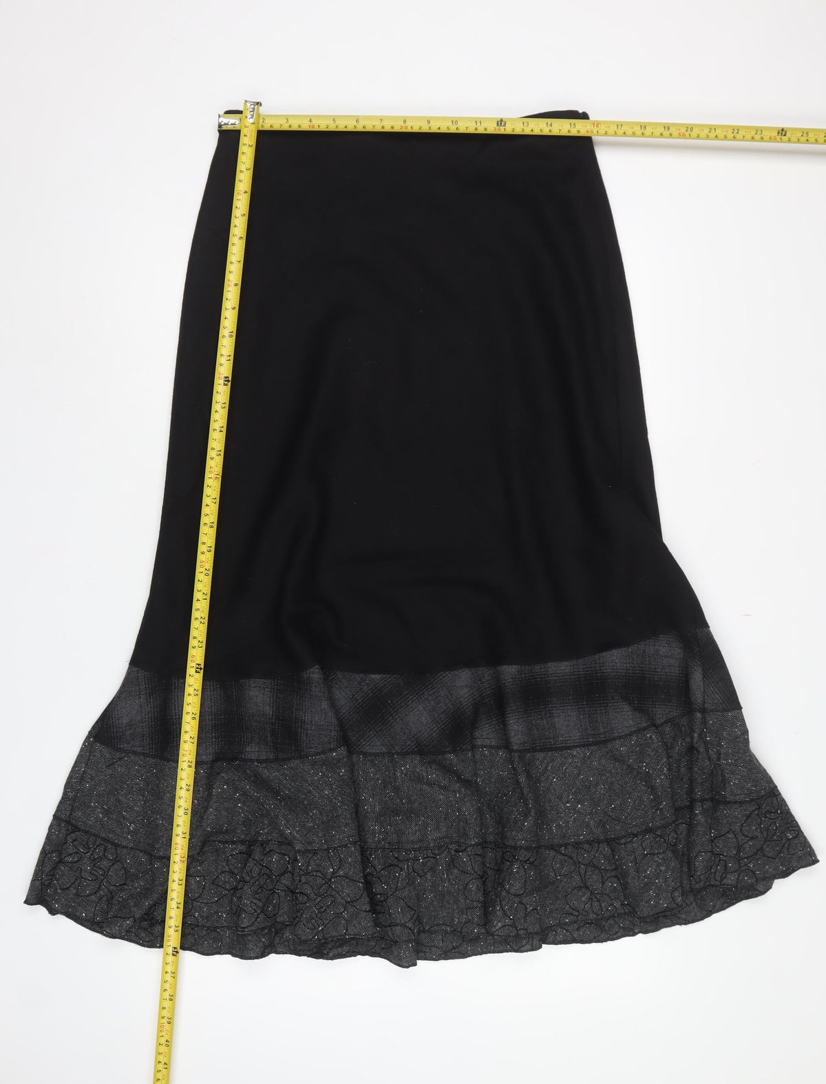 Rocha John Rocha Women Black UK 12 Long Flared Ruffle Wool Skirt