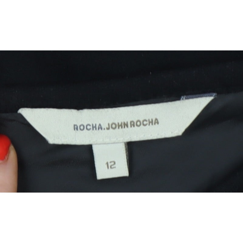 Rocha John Rocha Women Black UK 12 Long Flared Ruffle Wool Skirt