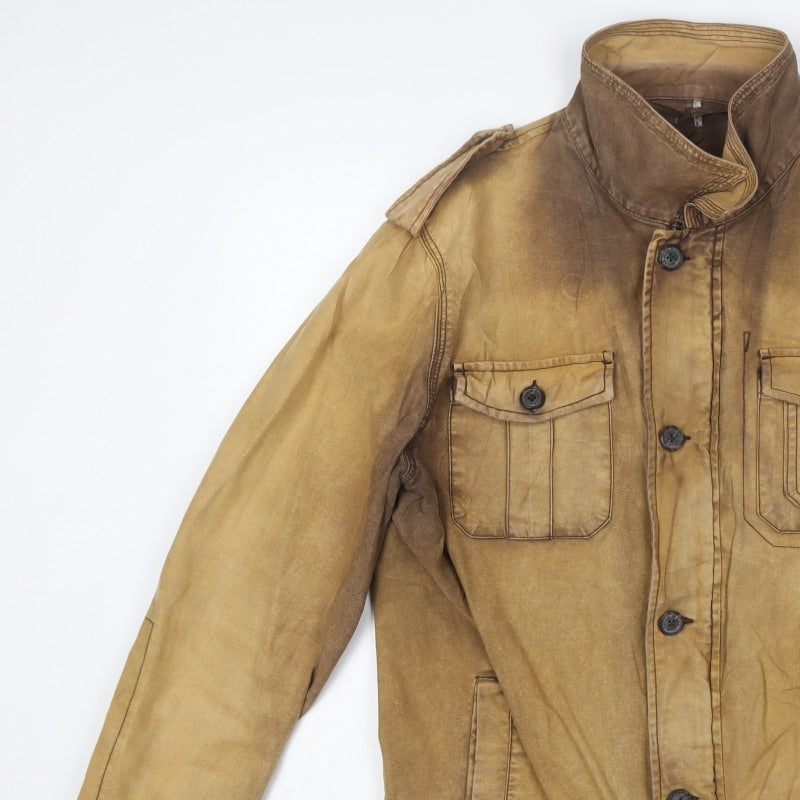 Rocha John Rocha Men's Brown M Military Cotton Button Jacket Pockets