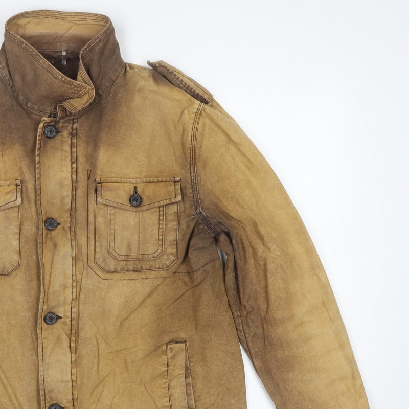 Rocha John Rocha Men's Brown M Military Cotton Button Jacket Pockets