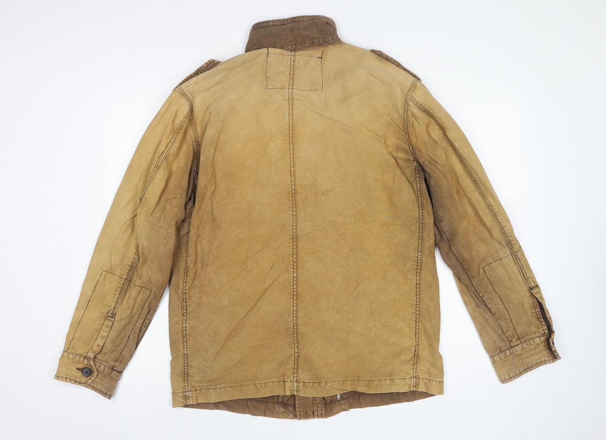 Rocha John Rocha Men's Brown M Military Cotton Button Jacket Pockets