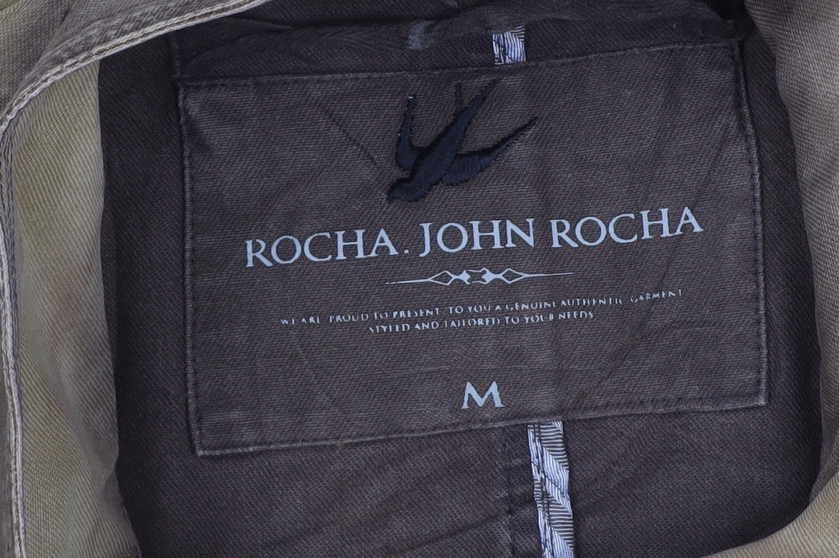Rocha John Rocha Men's Brown M Military Cotton Button Jacket Pockets