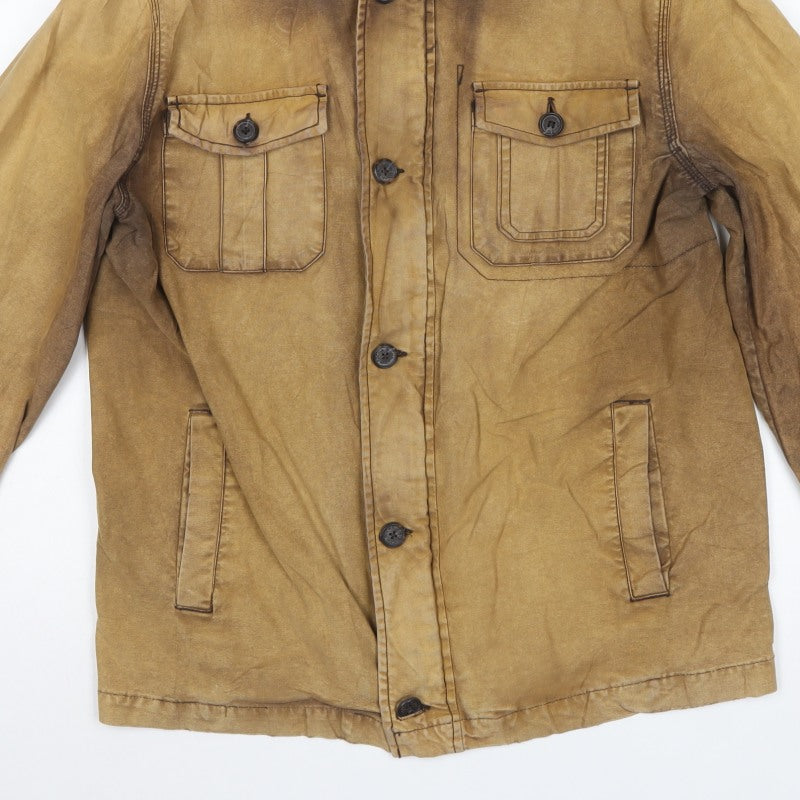 Rocha John Rocha Men's Brown M Military Cotton Button Jacket Pockets