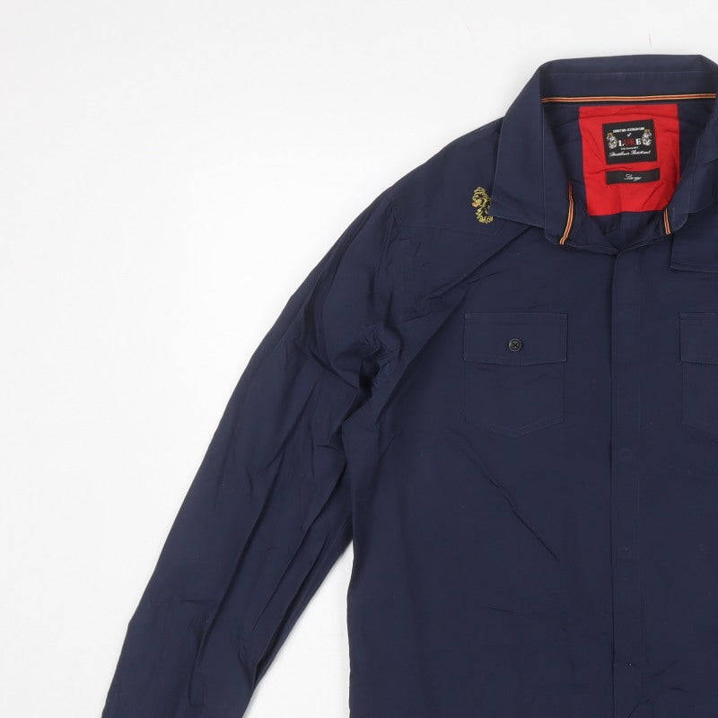 LUKE Men’s Blue L Long Sleeve Button-Up Utility Cotton Shirt