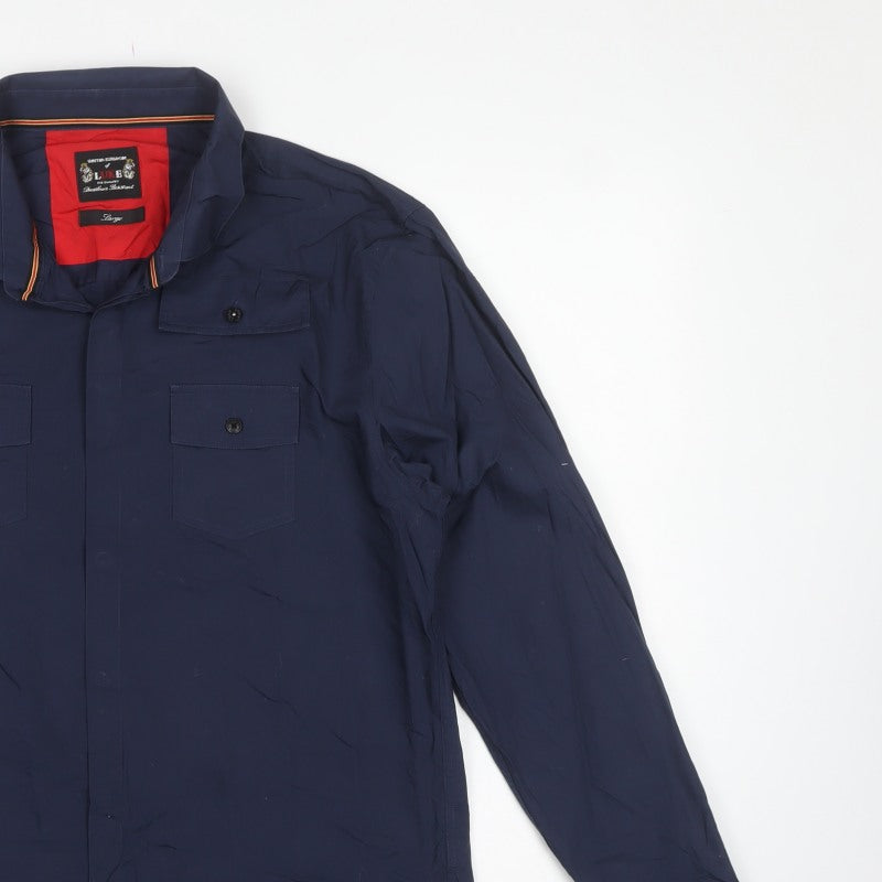 LUKE Men’s Blue L Long Sleeve Button-Up Utility Cotton Shirt