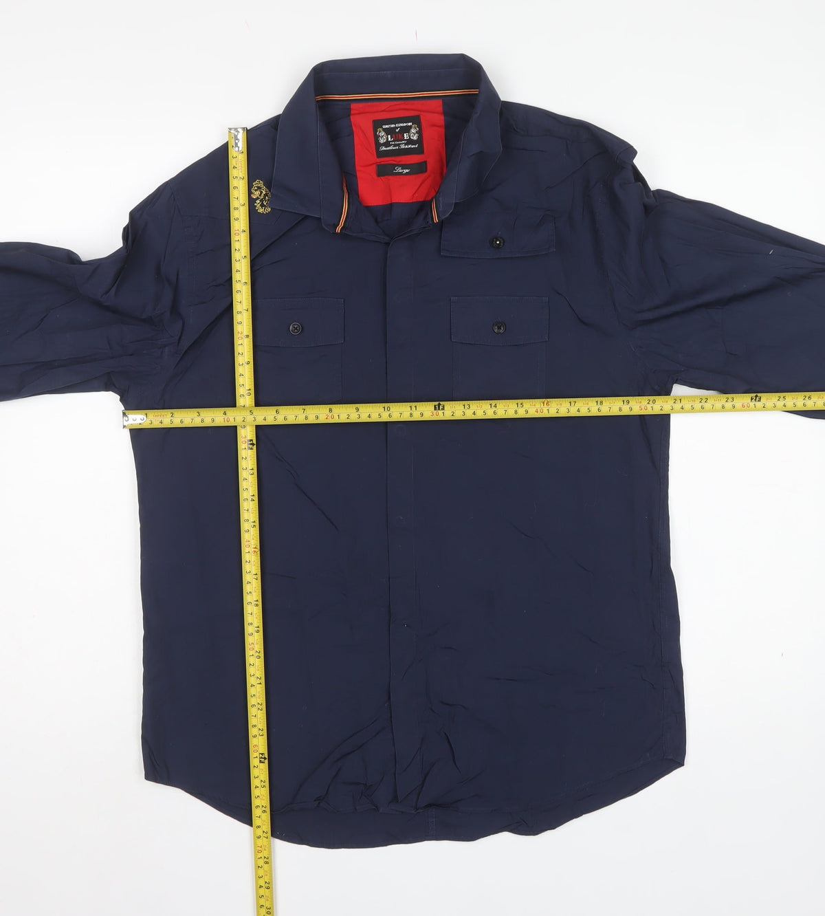 LUKE Men’s Blue L Long Sleeve Button-Up Utility Cotton Shirt
