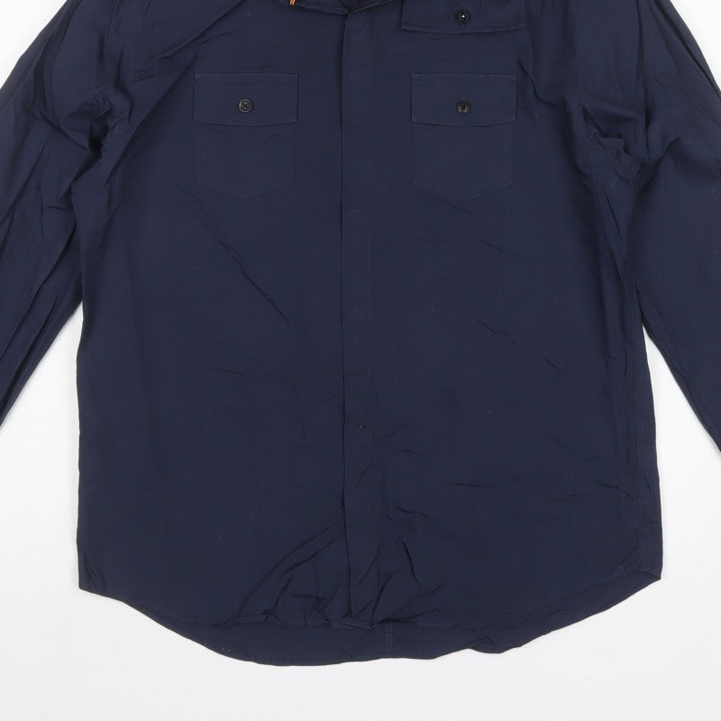 LUKE Men’s Blue L Long Sleeve Button-Up Utility Cotton Shirt