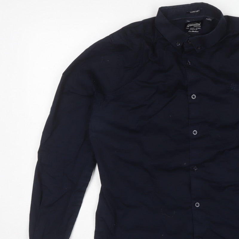 Superdry Men's Navy M Tailored Slim Button-Down Long Sleeve Shirt