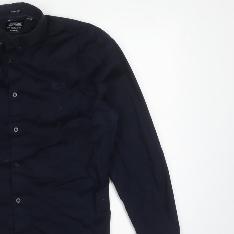 Superdry Men's Navy M Tailored Slim Button-Down Long Sleeve Shirt