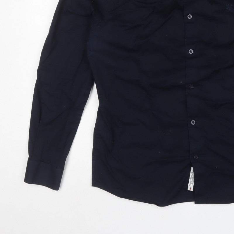 Superdry Men's Navy M Tailored Slim Button-Down Long Sleeve Shirt