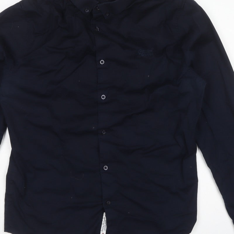 Superdry Men's Navy M Tailored Slim Button-Down Long Sleeve Shirt