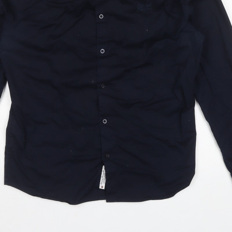 Superdry Men's Navy M Tailored Slim Button-Down Long Sleeve Shirt
