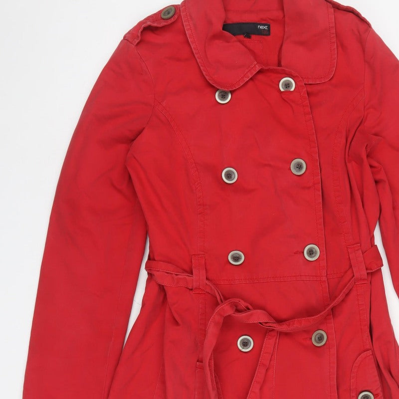 Next Women Red Tall UK 12 Belted Cotton Trench Coat