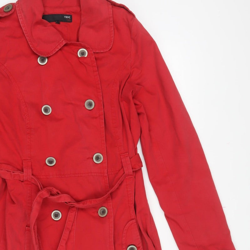 Next Women Red Tall UK 12 Belted Cotton Trench Coat