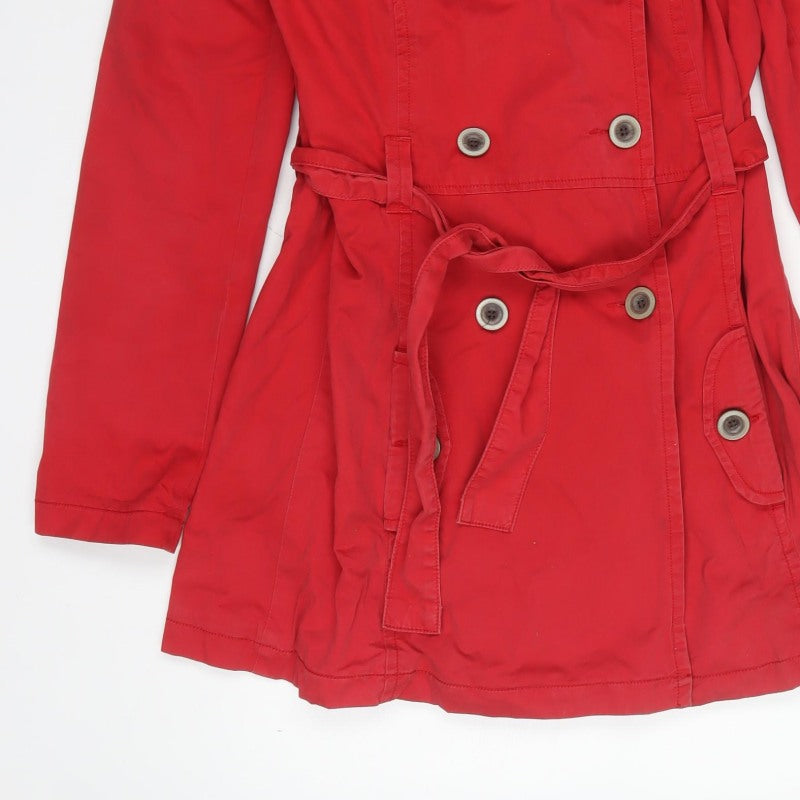 Next Women Red Tall UK 12 Belted Cotton Trench Coat