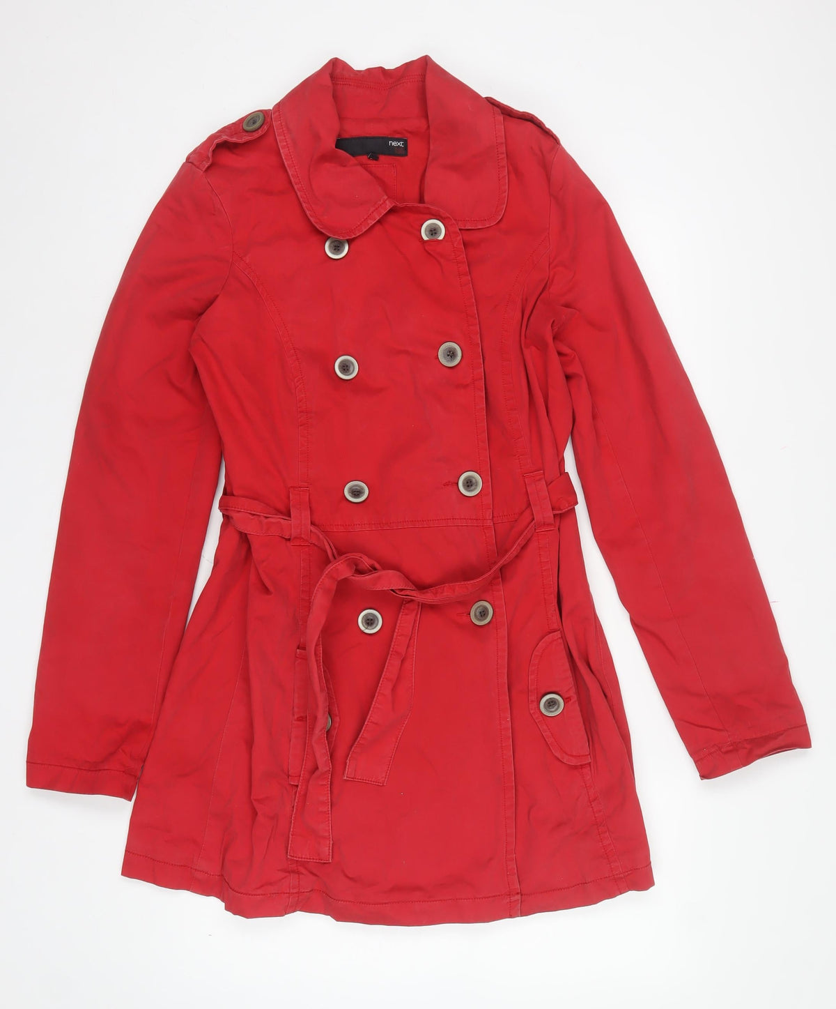 Next Women Red Tall UK 12 Belted Cotton Trench Coat
