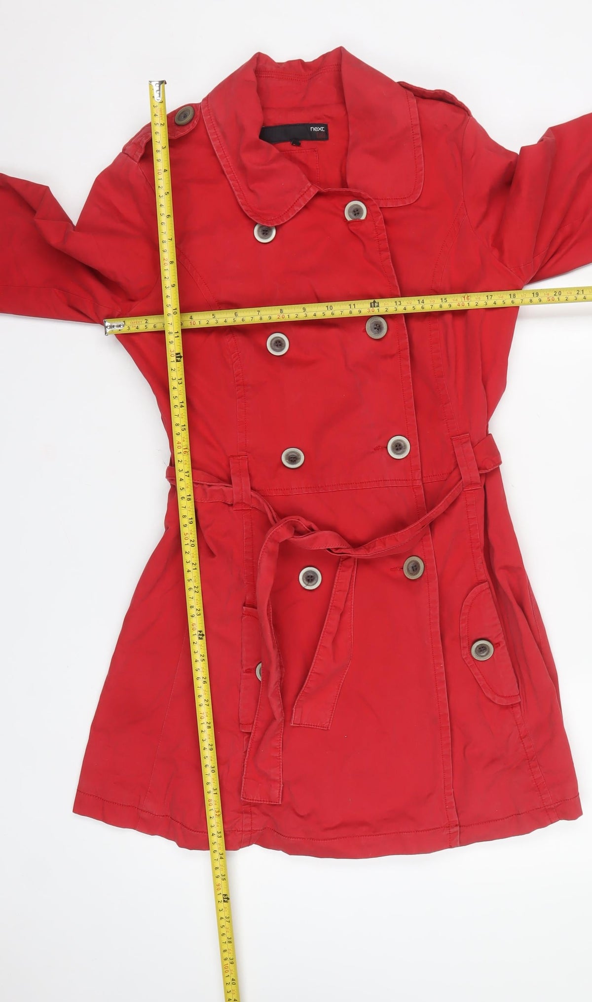 Next Women Red Tall UK 12 Belted Cotton Trench Coat