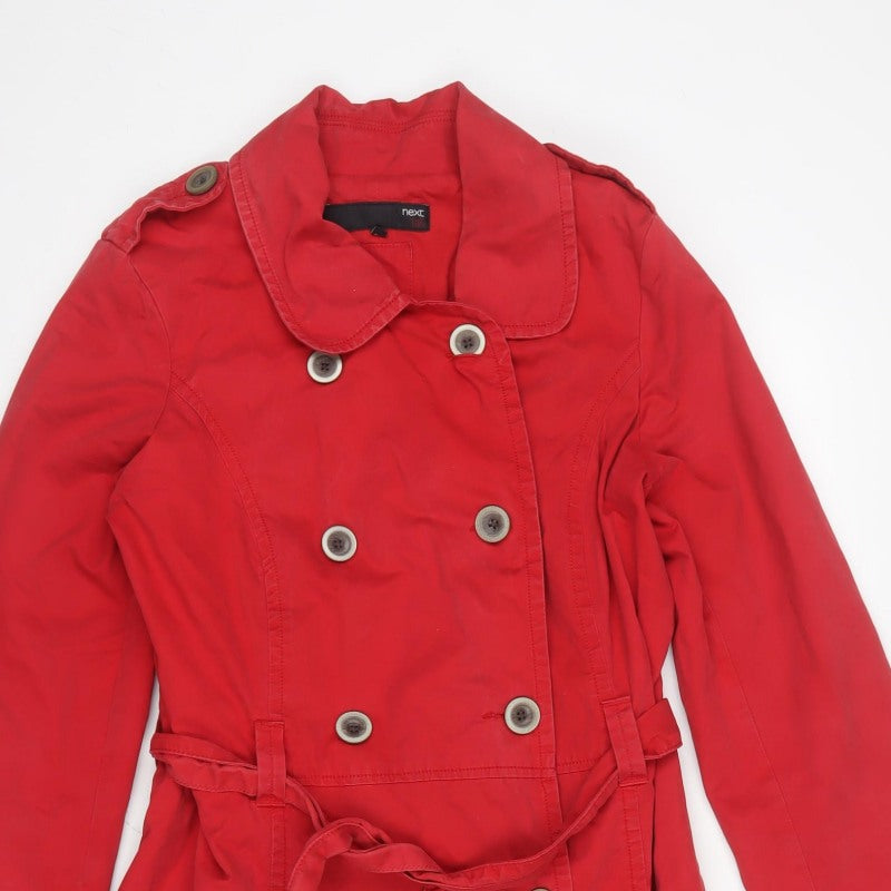 Next Women Red Tall UK 12 Belted Cotton Trench Coat