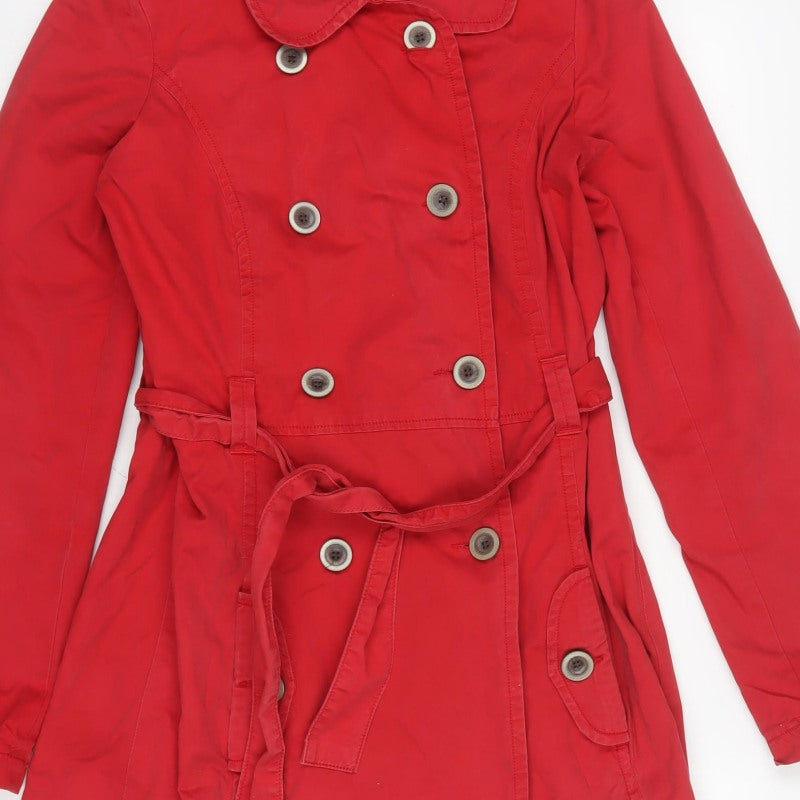 Next Women Red Tall UK 12 Belted Cotton Trench Coat