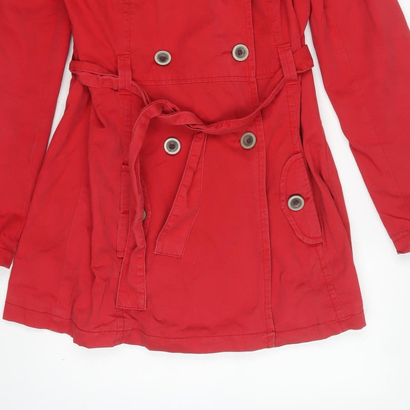 Next Women Red Tall UK 12 Belted Cotton Trench Coat