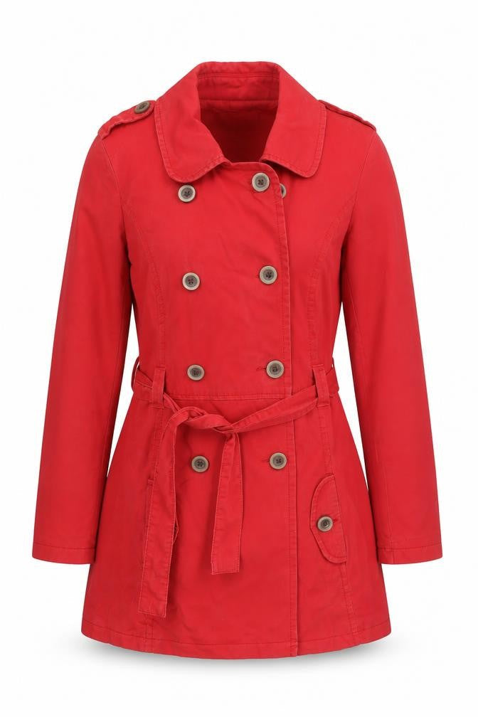 Next Women Red Tall UK 12 Belted Cotton Trench Coat