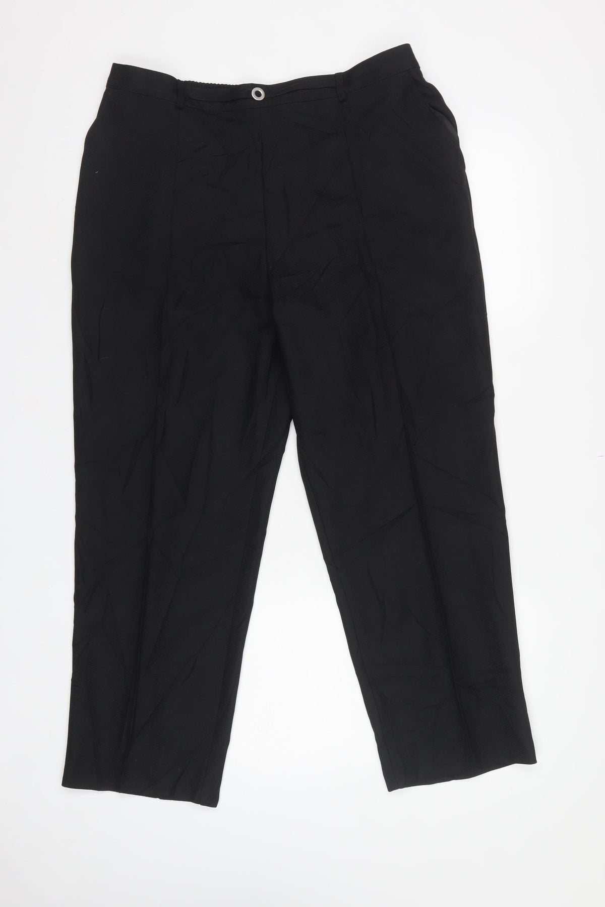 Marks & Spencer Women Black UK 18 Short Straight Work Trousers