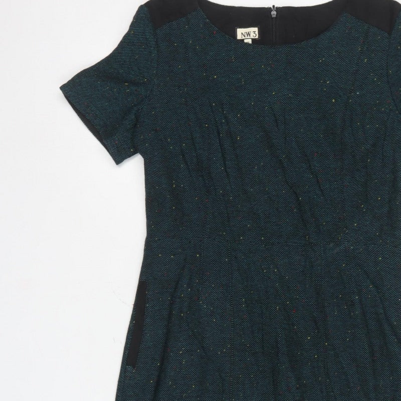 NW3 Women’s Blue Tweed Wool Blend Size 12 Sheath Knee Dress