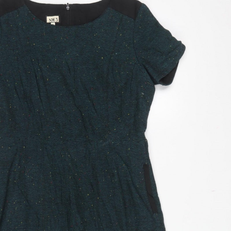 NW3 Women’s Blue Tweed Wool Blend Size 12 Sheath Knee Dress