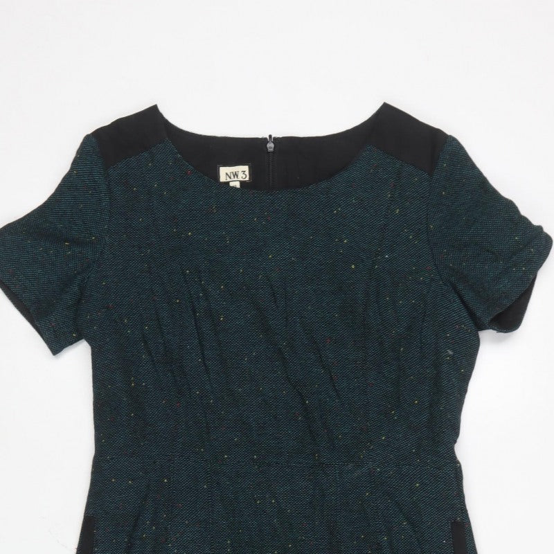 NW3 Women’s Blue Tweed Wool Blend Size 12 Sheath Knee Dress