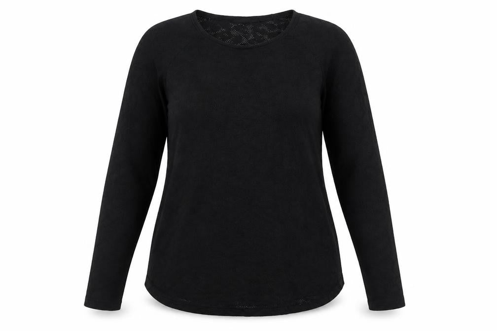 Next Women Black UK 16 Geometric Pointelle Knit Long Sleeve Top