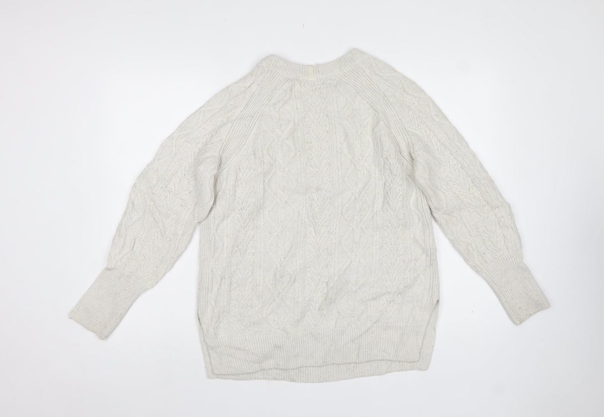 Per Una Women’s Ivory Cable Knit Shoulder Button Jumper UK 8