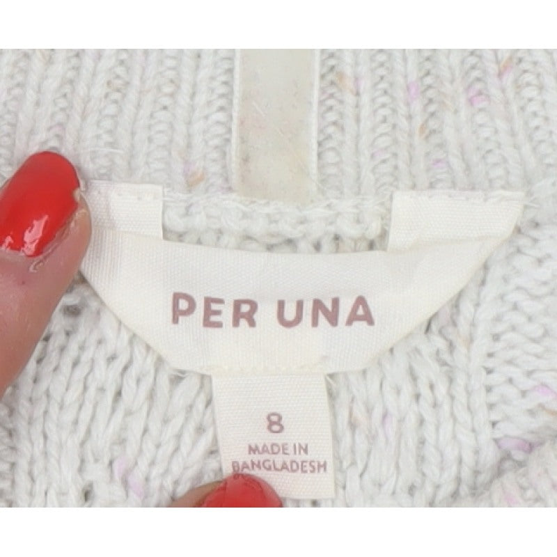 Per Una Women’s Ivory Cable Knit Shoulder Button Jumper UK 8