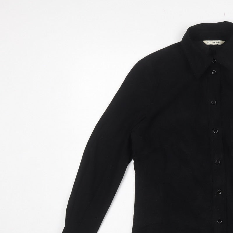 Et Vous Women’s Black UK 12 Slim Fit Button-Up Collared Shirt