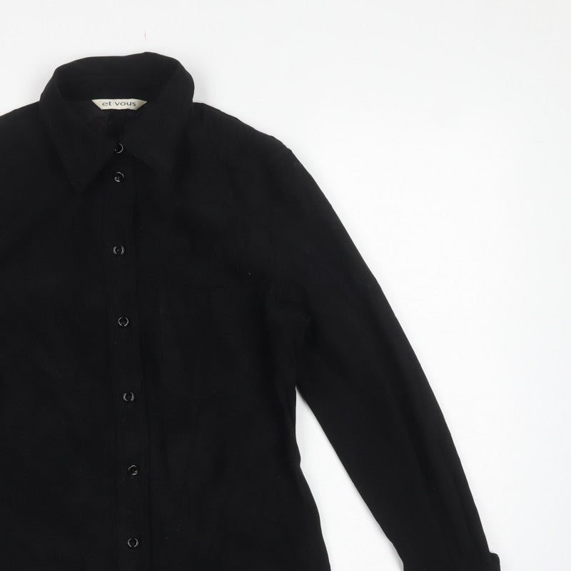 Et Vous Women’s Black UK 12 Slim Fit Button-Up Collared Shirt