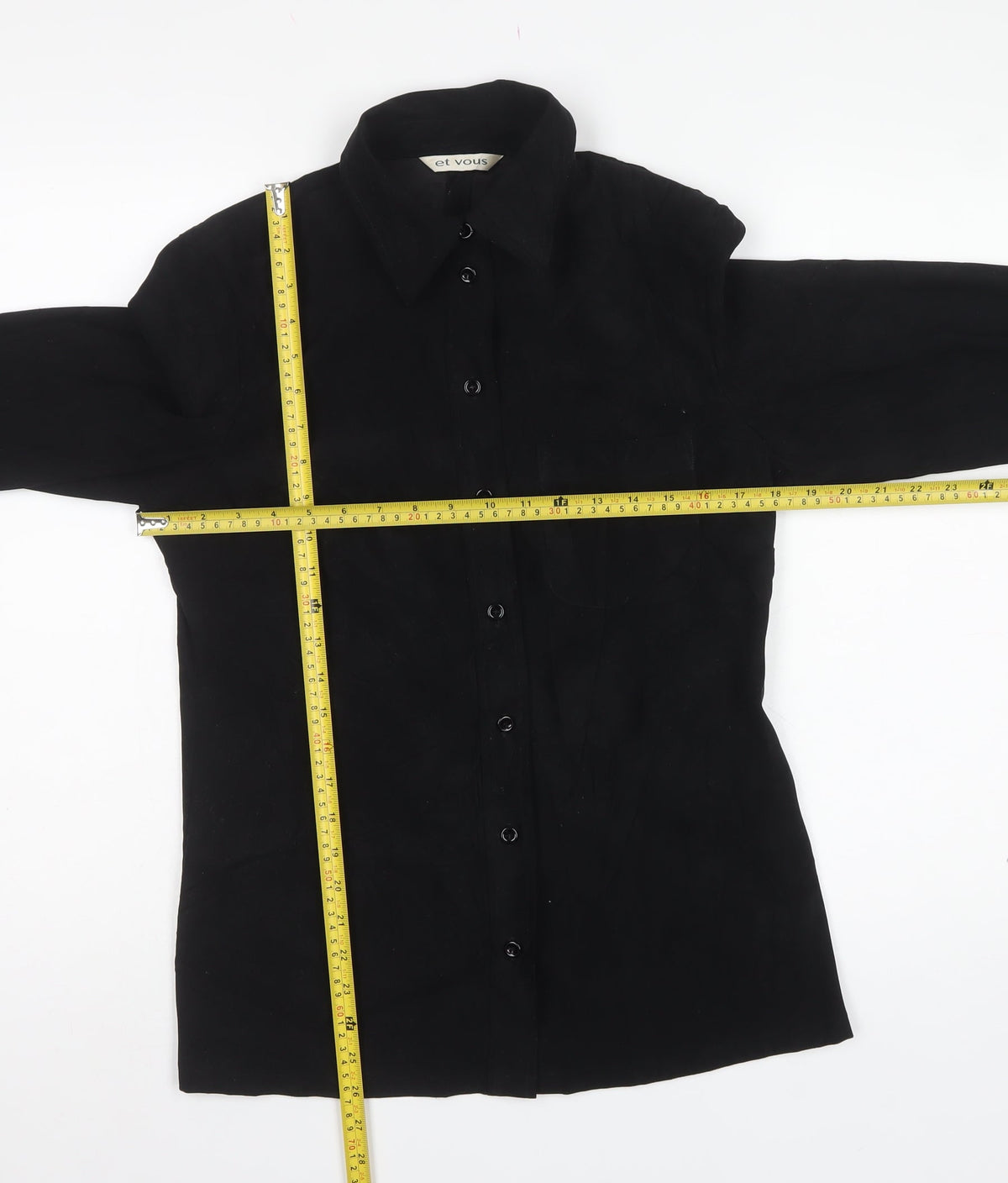 Et Vous Women’s Black UK 12 Slim Fit Button-Up Collared Shirt