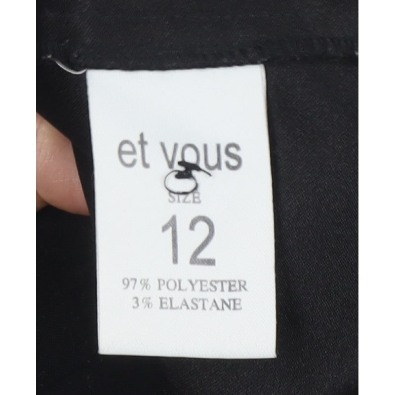 Et Vous Women’s Black UK 12 Slim Fit Button-Up Collared Shirt