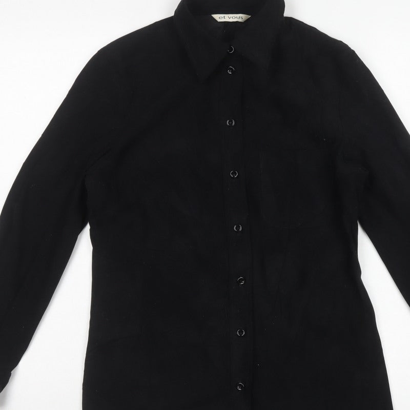 Et Vous Women’s Black UK 12 Slim Fit Button-Up Collared Shirt