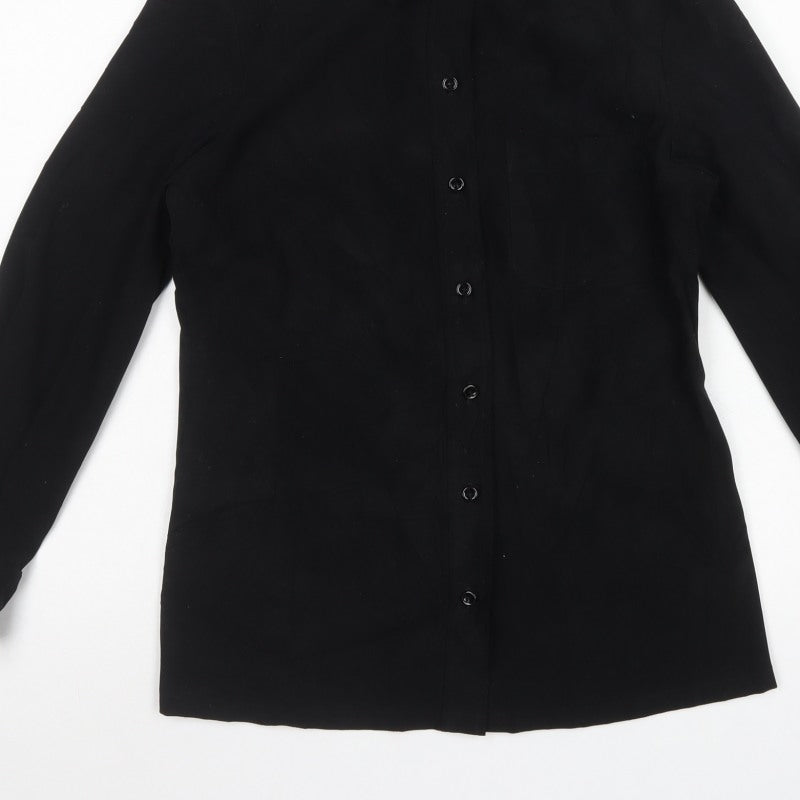 Et Vous Women’s Black UK 12 Slim Fit Button-Up Collared Shirt