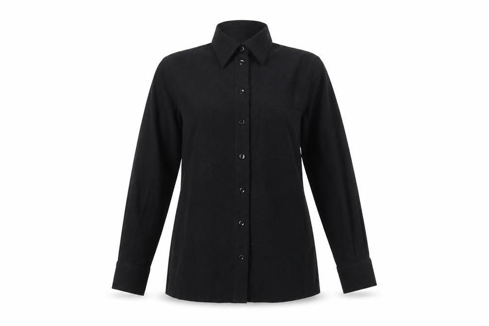 Et Vous Women’s Black UK 12 Slim Fit Button-Up Collared Shirt