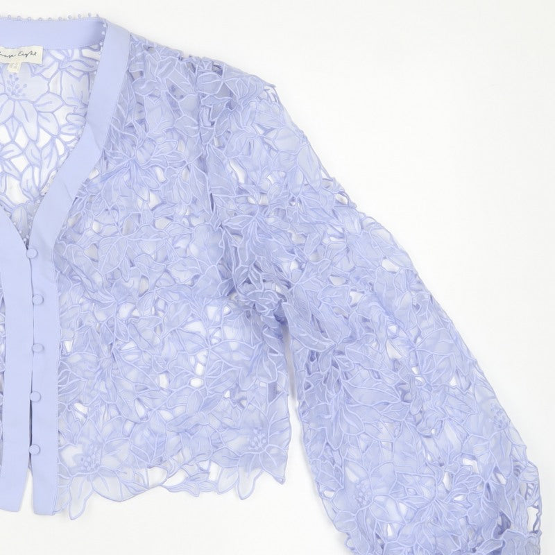 Phase Eight Women Blue UK 14 Floral Lace Cropped Formal Jacket