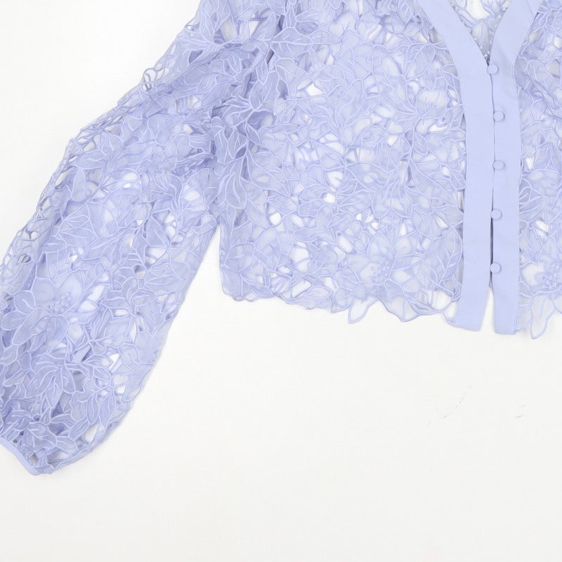 Phase Eight Women Blue UK 14 Floral Lace Cropped Formal Jacket