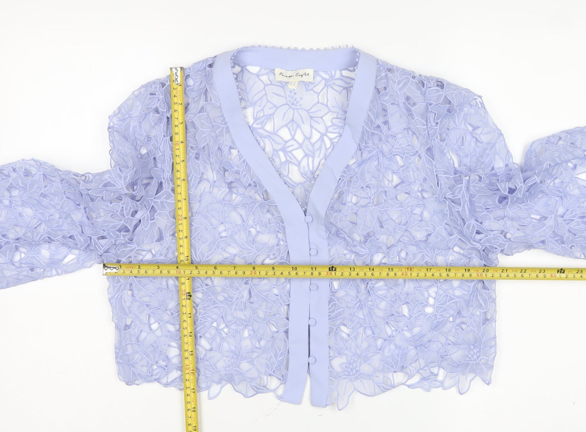 Phase Eight Women Blue UK 14 Floral Lace Cropped Formal Jacket