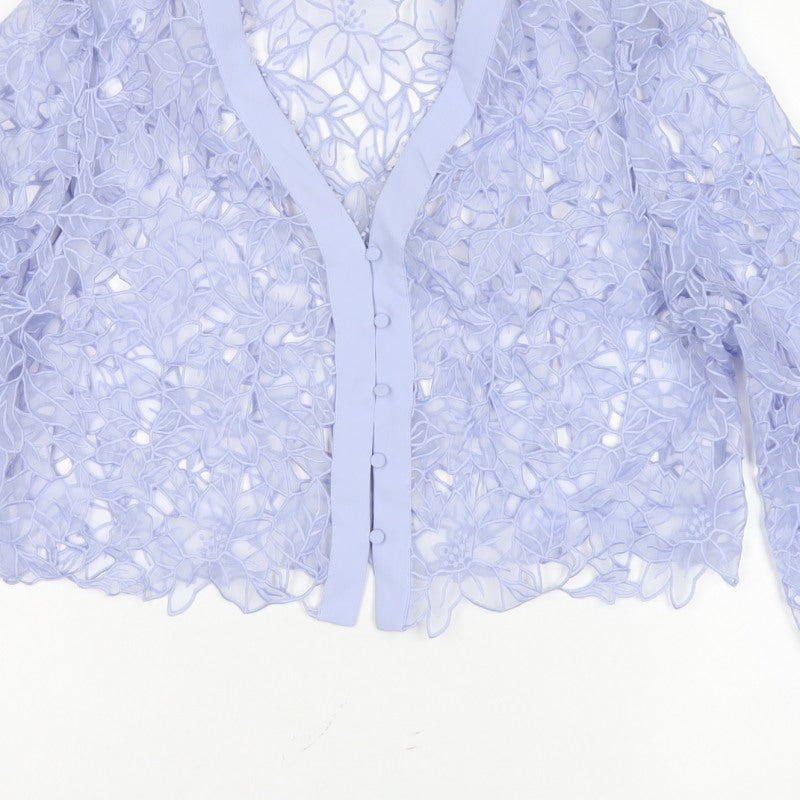 Phase Eight Women Blue UK 14 Floral Lace Cropped Formal Jacket