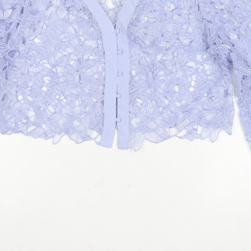 Phase Eight Women Blue UK 14 Floral Lace Cropped Formal Jacket