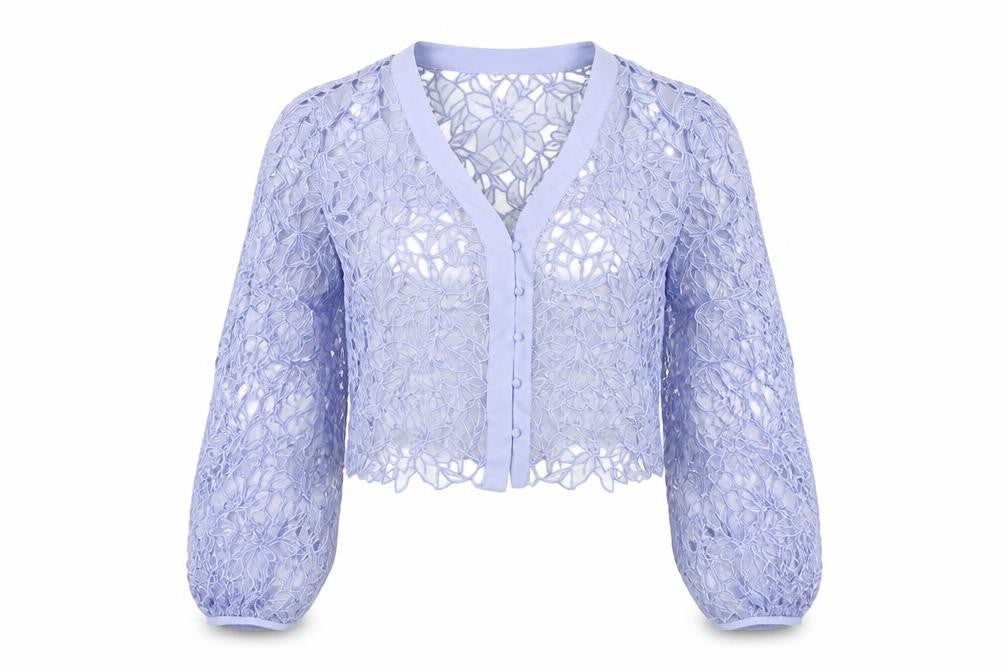 Phase Eight Women Blue UK 14 Floral Lace Cropped Formal Jacket