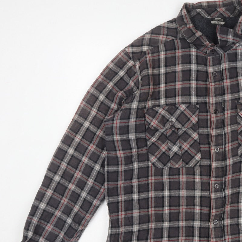 Trespass Men Grey XL Plaid Fleece Lined Basic Jacket