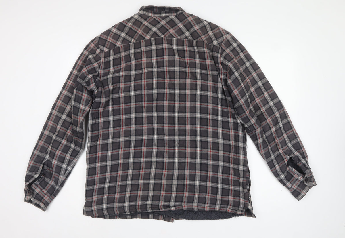Trespass Men Grey XL Plaid Fleece Lined Basic Jacket