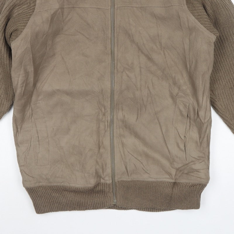 James Pringle Men’s Brown M Full Zip Knit Sleeve Basic Jacket