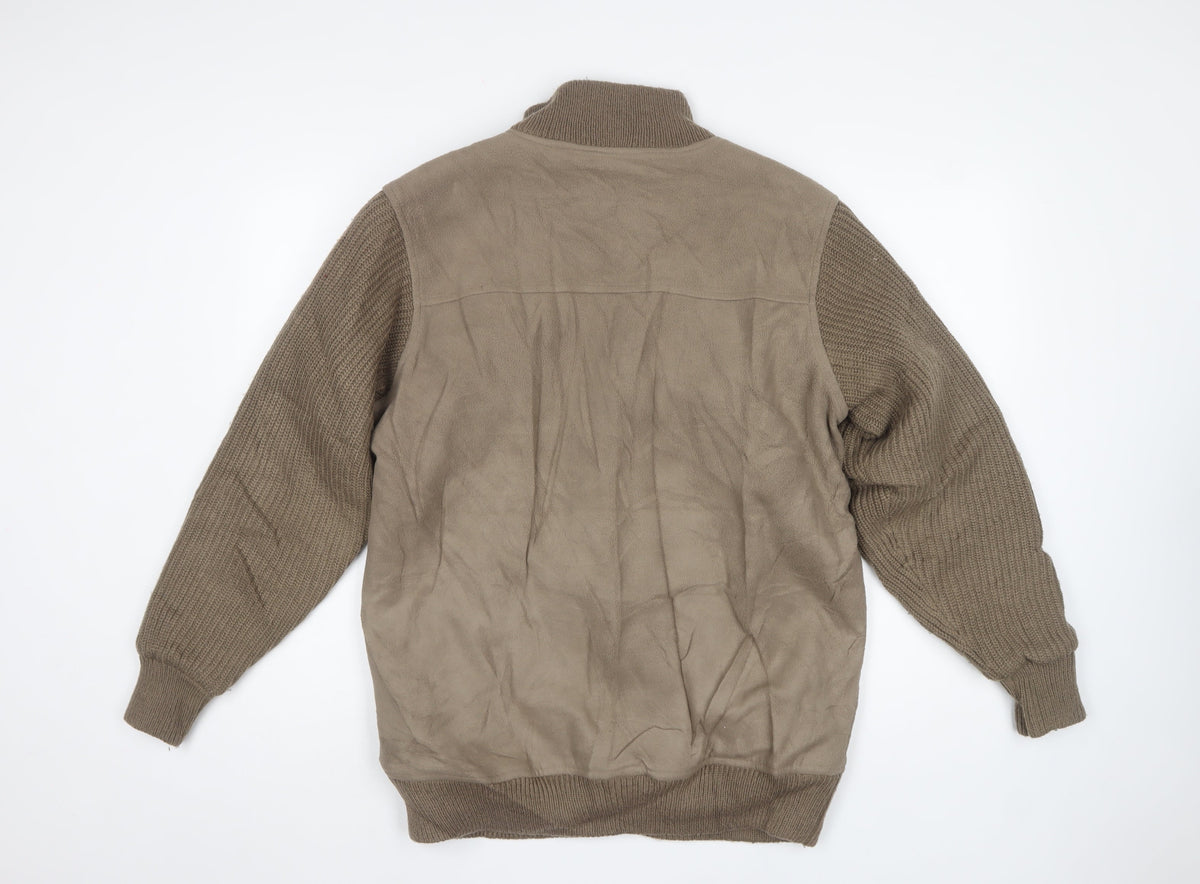 James Pringle Men’s Brown M Full Zip Knit Sleeve Basic Jacket