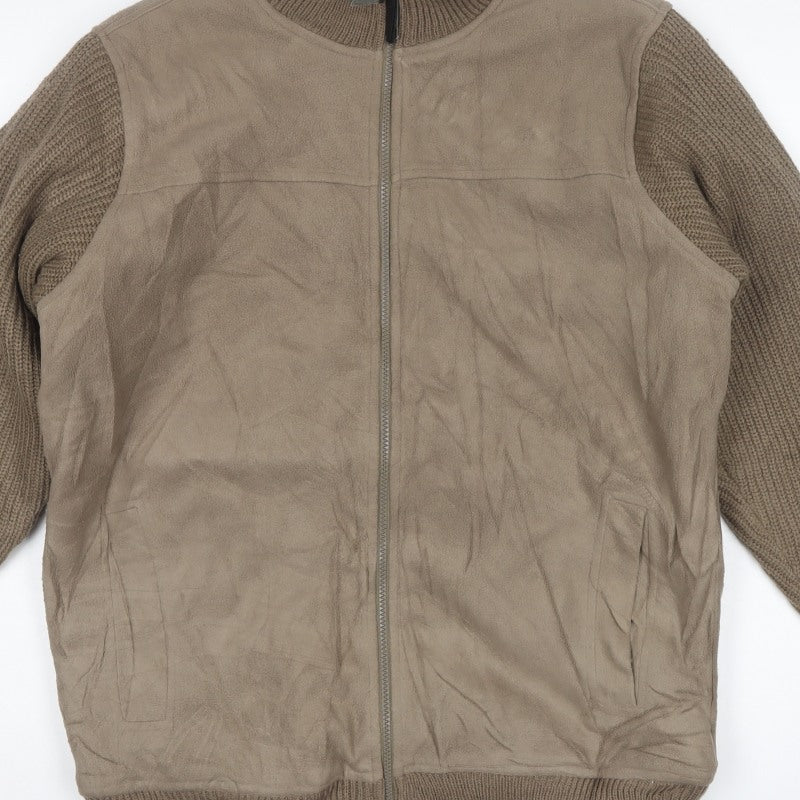 James Pringle Men’s Brown M Full Zip Knit Sleeve Basic Jacket